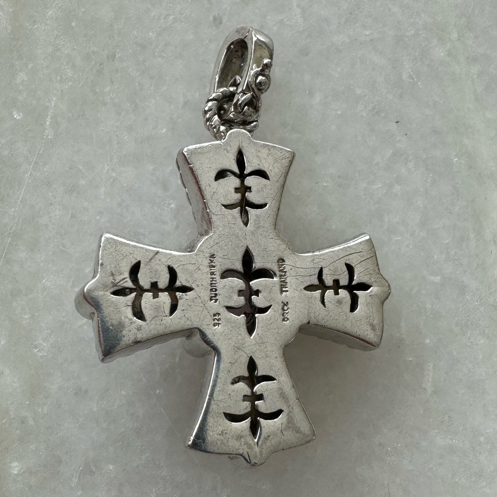 Judith Ripka Sterling Silver Mother Of Pearl & Amethyst Cross Enhancer Pendant - Picture 6 of 11